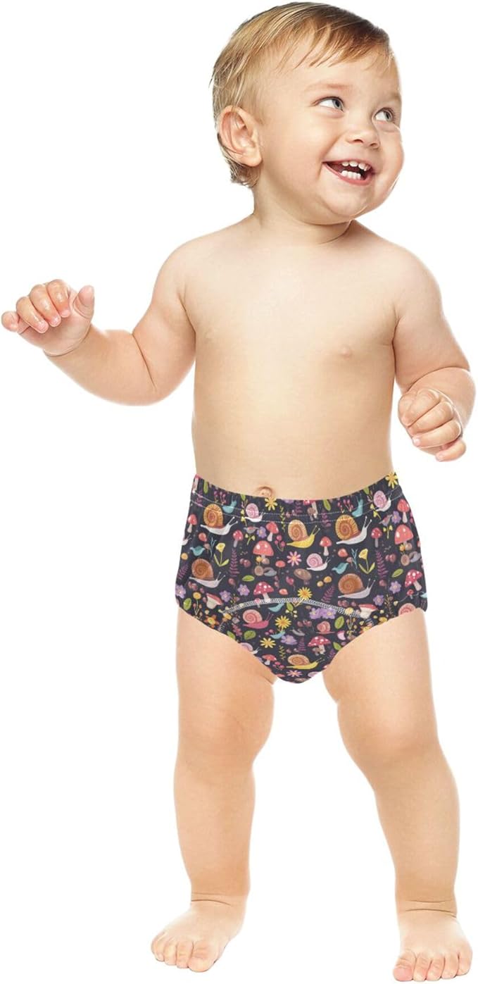 Baby Potty Training Must Haves Pants Reusable Training Underpants for Kids 2T Cartoon-style Snails Mushrooms and Flower