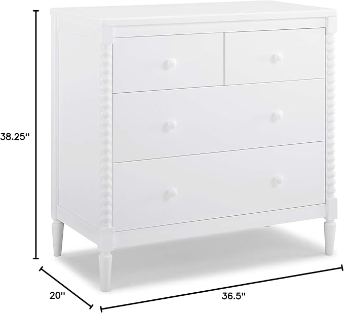 Delta Children Saint 4 Drawer Dresser with Changing Top, Bianca White