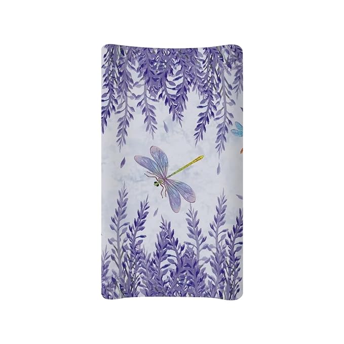 Microfiber Diaper Changing Table Sheets for Infants and Toddles Purple Dragonfly Lavender Baby Changing Pad Cover Soft Breathable