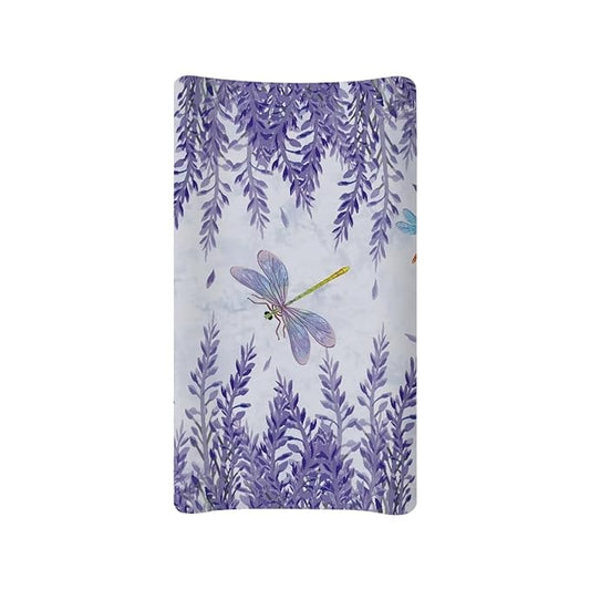 Microfiber Diaper Changing Table Sheets for Infants and Toddles Purple Dragonfly Lavender Baby Changing Pad Cover Soft Breathable