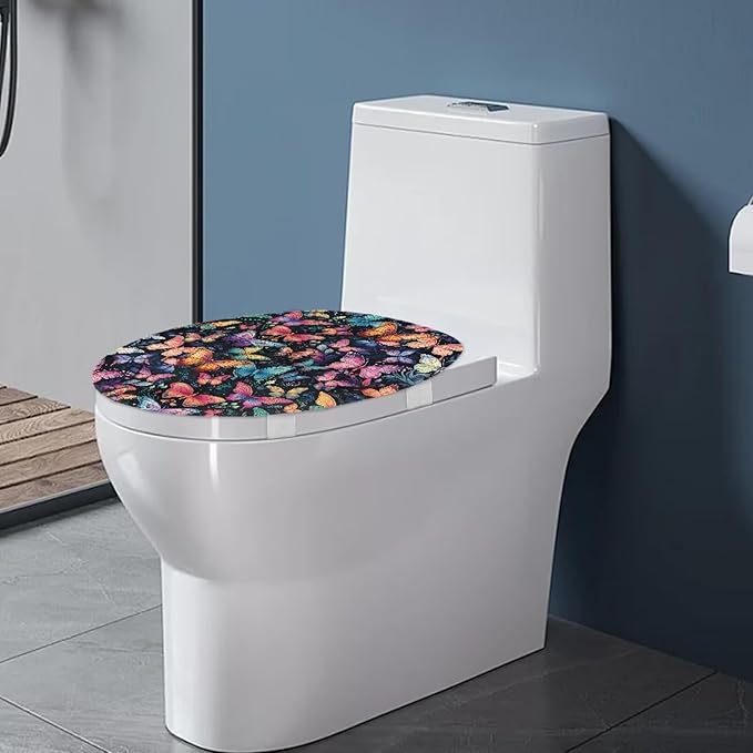 Butterfly Toilet Seat Covers for Polyester Fabric Soft Bathroom - Keep Clean Tidy Suitable for Public Restrooms Long-Term Travel Boarding