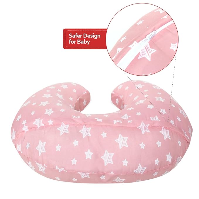 Nursing Pillow Cover for Baby Snug Fits Boppy Nursing Pillows, Super Soft, for Breastfeeding Moms, Pink Star