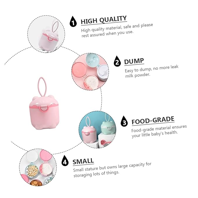 Hemoton 2pcs Portable Powder Dispenser Food-grade Container for Formula Storage Capacity for Travel and Outdoor Use Pig Design