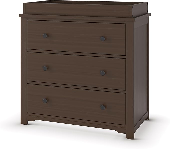 Child Craft Harmony 3-Drawer Dresser with Changing Table Topper, 38" W Nursery Dresser and Changing Station, Smooth Glides, Baby-Safe Finish, Brushed Truffle