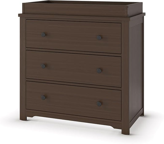 Child Craft Harmony 3-Drawer Dresser with Changing Table Topper, 38" W Nursery Dresser and Changing Station, Smooth Glides, Baby-Safe Finish, Brushed Truffle
