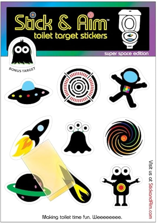 Color Change Target Stickers Space Edition with Sticker Applicator Tool for Easy Install. Aiming Stickers for Potty Training & Toilet Training. Change Color on Target Hit.
