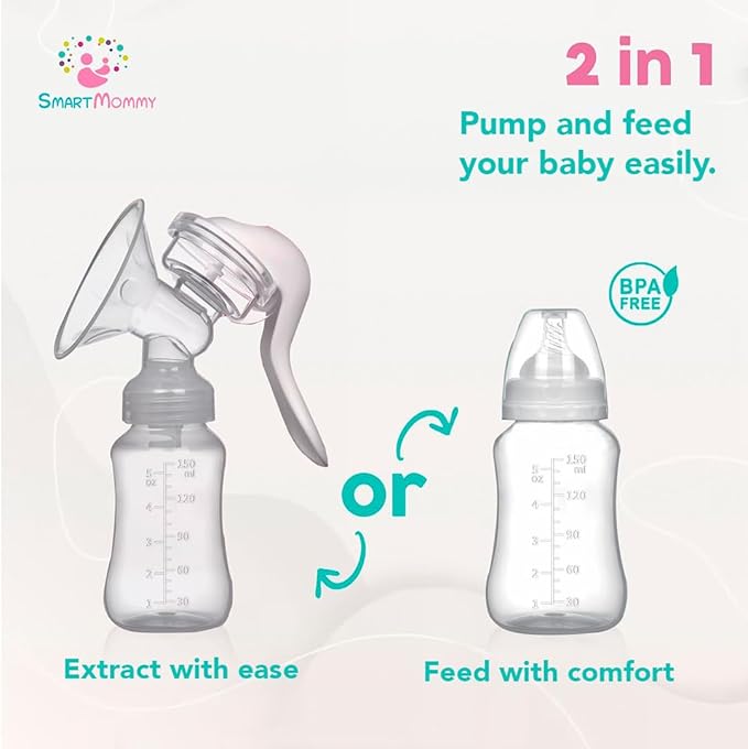 Manual Breast Pump and Milk Collector - Innovative Design, Silicone Manual Breast Pump Hand Pump- BPA Free, 150 ml Collector, Hand Express, FSA Eligible Breastfeeding