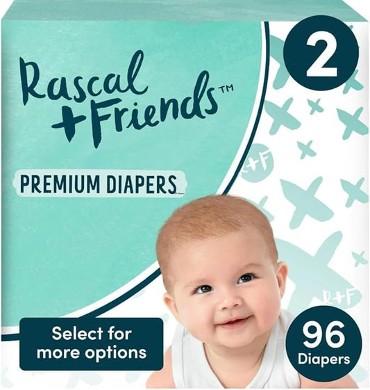 New Rascal & Friends 961920 Premium Diapers, Size 2, 96, White