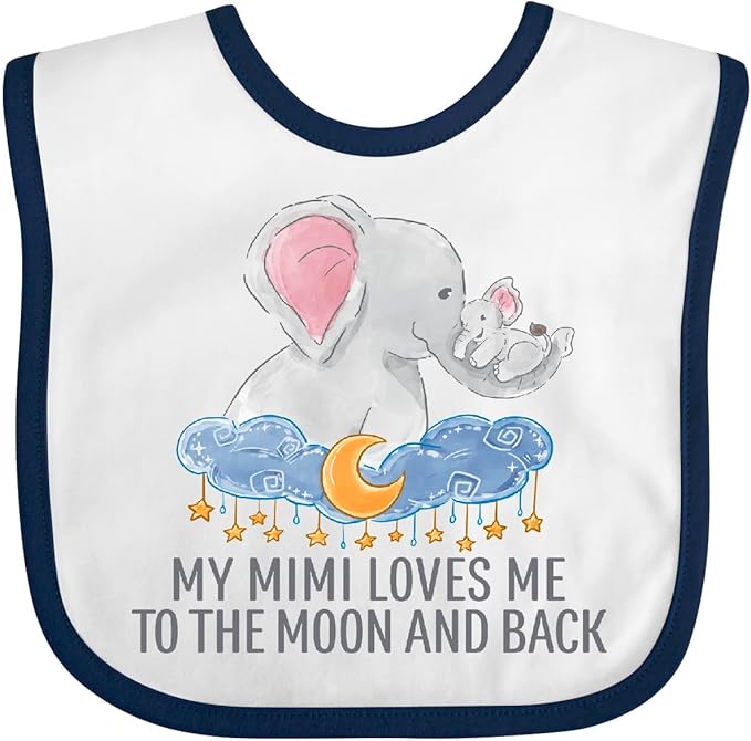 inktastic My Mimi Loves Me To the Moon and Back Elephants in Clouds Baby Bib