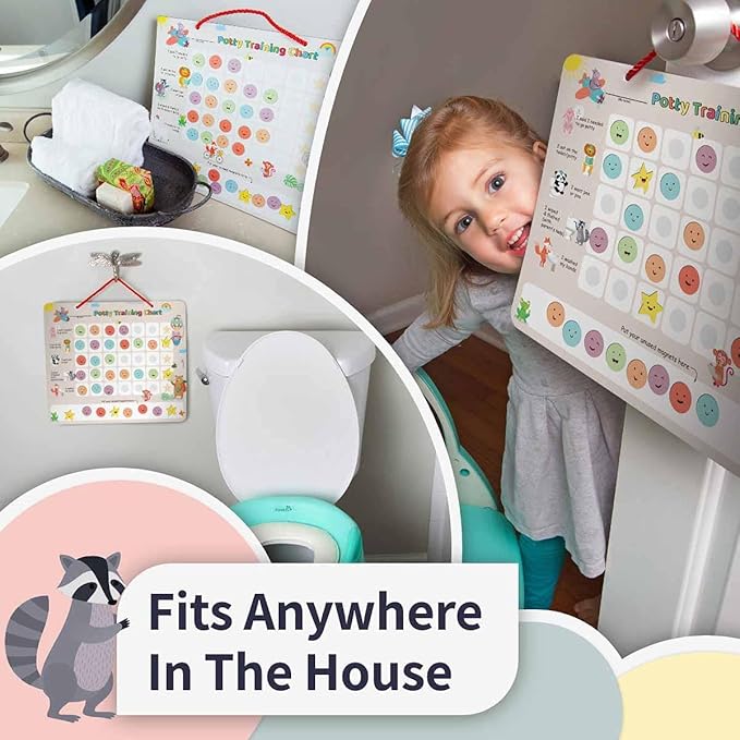 Potty Training Chart with 35 Stickers, 3 Reminder Stickers for Toddlers Boys and Girls - Potty Training Rewards - Zoo Animal