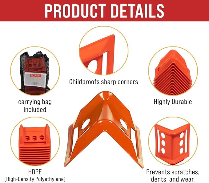 Mytee Products (80 Pieces) Orange 4"x6" Flatbed Edge Protectors with Carrying Case - 4" Winch Ratchet Straps Corner Protectors for Flatbed Cargo Load