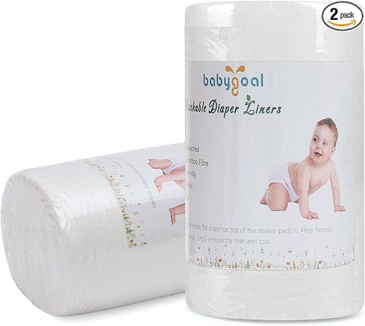 babygoal Baby Cloth Diaper Liners 2 Pack, Rayon from Bamboo Liners for Cloth Diaper Nappy (200 Sheets)