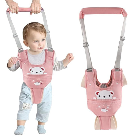 Baby Walking Harness Handheld Baby Walker Assistant Belt Adjustable Toddler Infant Walker Harnesses Standing Up and Walking Learning Helper with Detachable Crotch for 9-24 Month (Pink)