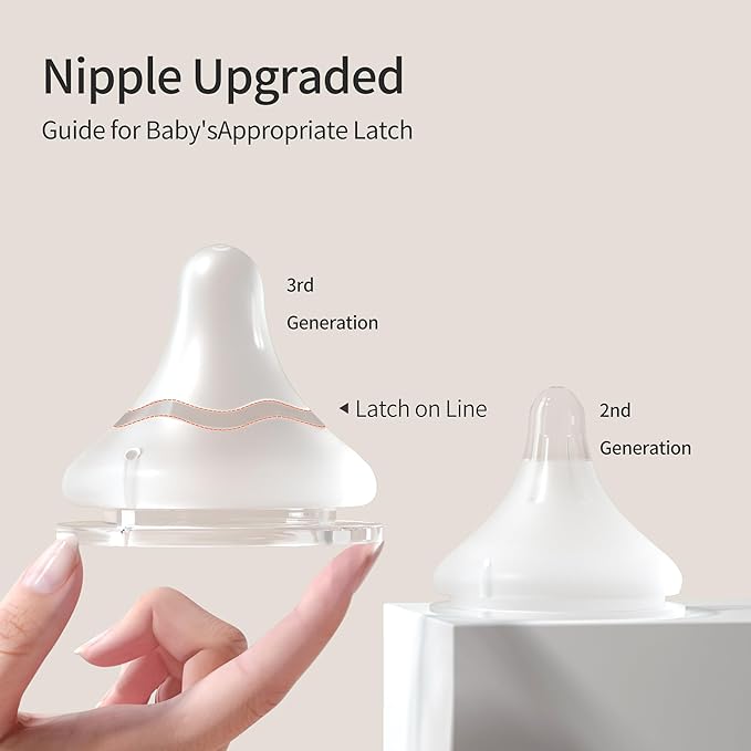 Pigeon Silicone Nipple (M) with Latch-On Line, Natural Feel, 3+ Months, 4 Counts
