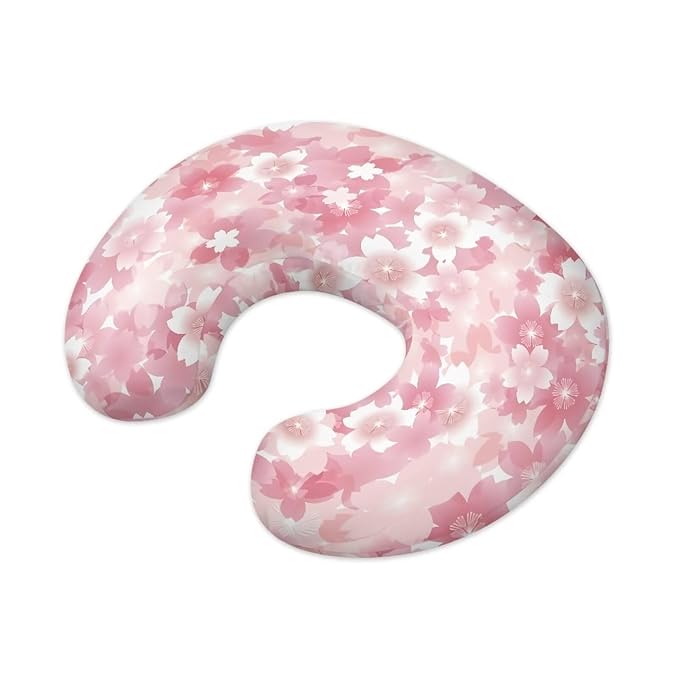 Cherry Blossom Nursing Pillow Cover for Breastfeeding, Fits Standard Nursing Pillow, Removable Cotton Cover, Pink
