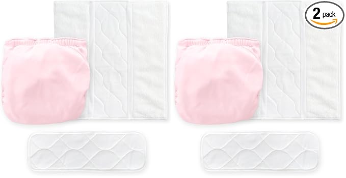 Amazing Baby SmartNappy, NextGen Hybrid Cloth Diaper Cover + 1 Tri-fold Reusable Insert + 1 Reusable Booster, Pastel Pink, Size 3, 12-25 lbs (Favorite Swim Diaper) (Pack of 2)