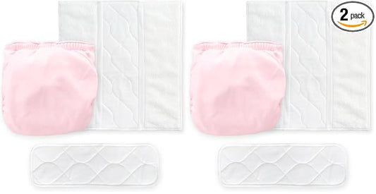 Amazing Baby SmartNappy, NextGen Hybrid Cloth Diaper Cover + 1 Tri-fold Reusable Insert + 1 Reusable Booster, Pastel Pink, Size 3, 12-25 lbs (Favorite Swim Diaper) (Pack of 2)