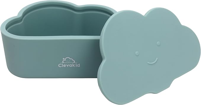 Silicone Snack & Fruits Container – Leakproof Durable and BPA-Free | for Daycare, Preschool, School, and Family Outings – Cloud design 150ML OZ (Blue Teal)