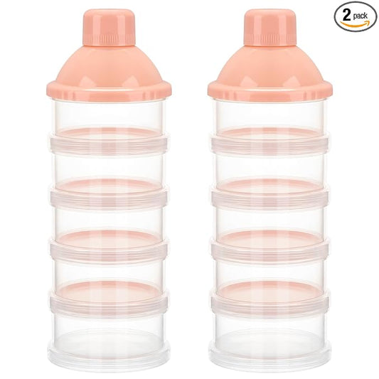 Accmor Formula Dispenser On The Go, 5 Compartments Stackable Formula Container for Travel, Baby Milk Powder Kids Snack Container, BPA Free