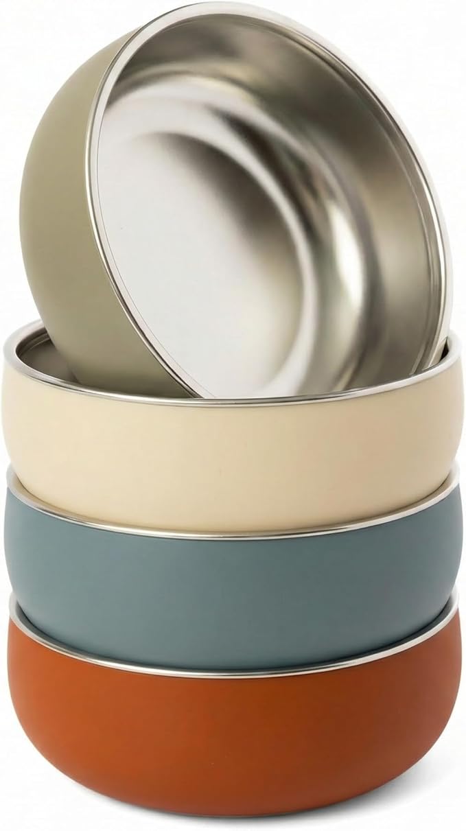 Monkey Proof™ Non-Toxic Stainless Steel Child Bowl 5” with Non-Slip Silicone Shell, (Set of 4 bowls) Unbreakable, Mess Free Feeding for Babies, Toddlers, Kids, BPA free (Arizona)