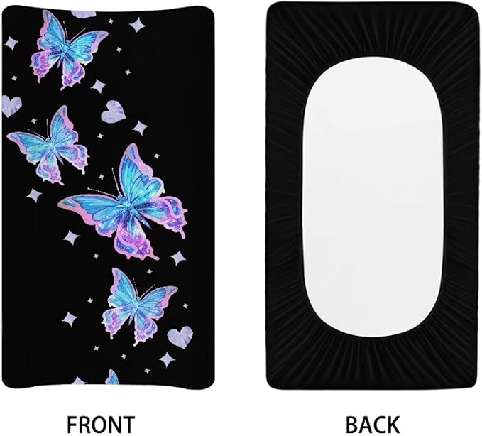 Butterflies Changing Pad Cover Waterproof Stretchy Sheet Crib Mat Lightweight Universal Tray Table Mat Dust Cover Soft Diaper Changing Mat Cover for Baby