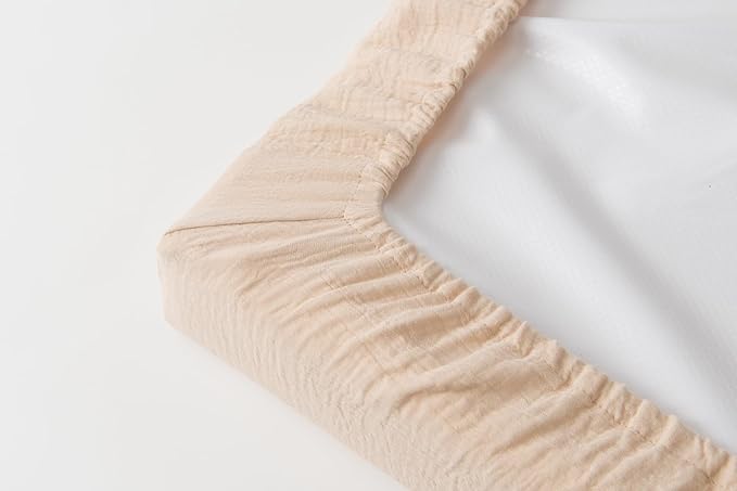 Little Jump Muslin Changing Pad Cover for Baby Girls Boys, 100% Cotton Soft Breathable Changing Table Covers, Baby Diaper Change Table Pad Cover, 2 Pack (Teddy Bears & Khaki)