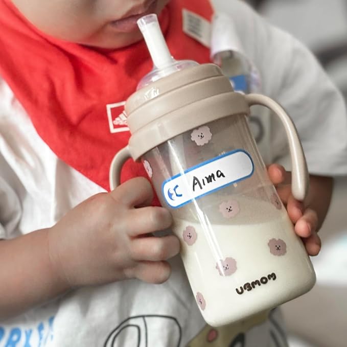 160 PCS Baby Bottle Labels for Daycare, Waterproof Write-On Kids Name Labels, Self-Laminating Self-Adhesive Bottle Strickers for Daycare School, Assorted Sizes & Colors