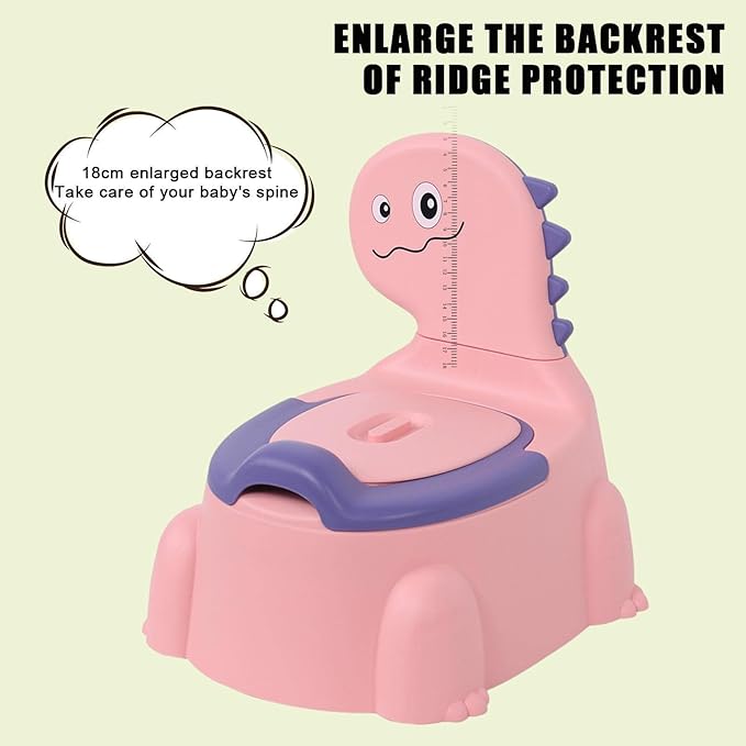 Potty Training Toilet | Dinosaur Potty Training Seat | Toddler Potty Chair | Portable Toilet for Kids with Non-slip Rubber Mat Backrest for Boys Girls Kids Toddler, Pink