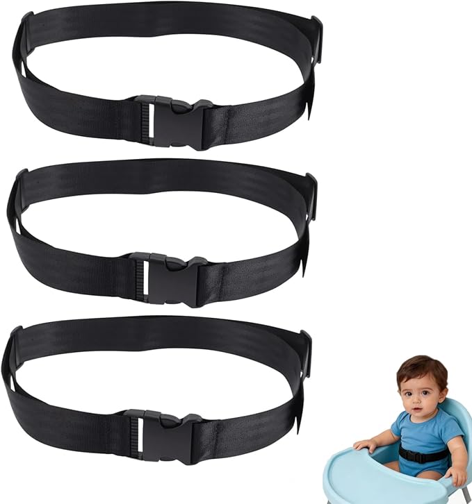 Kisangel 3pcs Toddler Safety Highchair Universal Straps Belt High Pushchair Pram Belts Shopping Harness Strap for Buggy Supermarket Kids Baby Adjustable(37.34X1.49X0.39in)