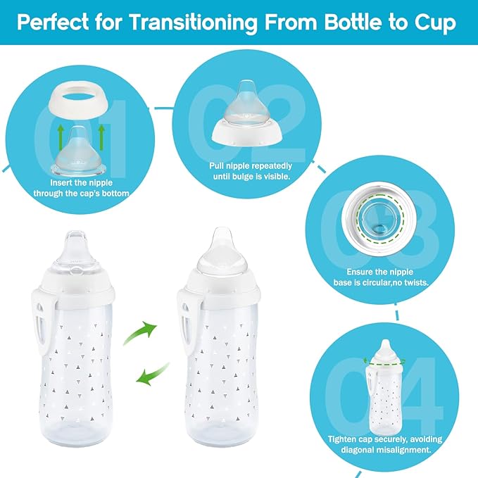 8pcs Replacement Baby Silicone Spout Nipple for NUK Activity and Learner Cup, Soft Transition Spout for Sippy Cups, Silicone BPA-Free, Leak-Proof, Easy Transition from Bottle to Cup