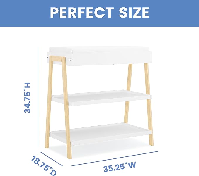 Delta Children Scout Changing Table - Greenguard Gold Certified, Bianca White/Natural
