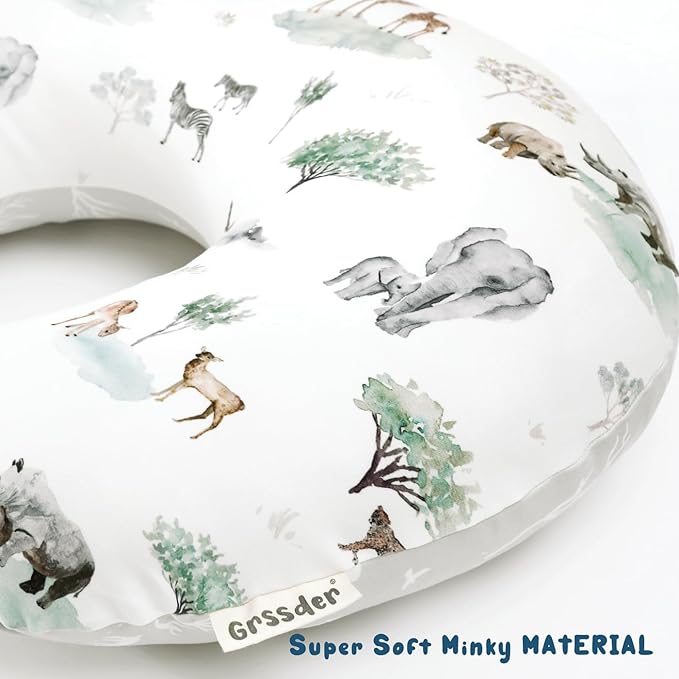 GRSSDER Nursing Pillow Cover Stretchy Minky Removable Nursing Covers for Breastfeeding Pillows, Ultra Soft Comfortable Slipcover for Boy and Girls, Stylish Pretty Savannah
