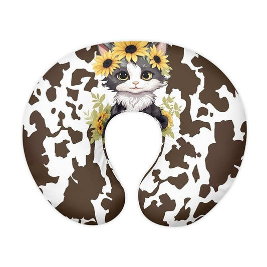Forchrinse Sunflower Cat Bronze Cow Nursing Pillow Cover for Baby Boys Girls,Soft Breastfeeding Pillow Cover Washable Infant Feeding Cushion Cover Easy to Clean
