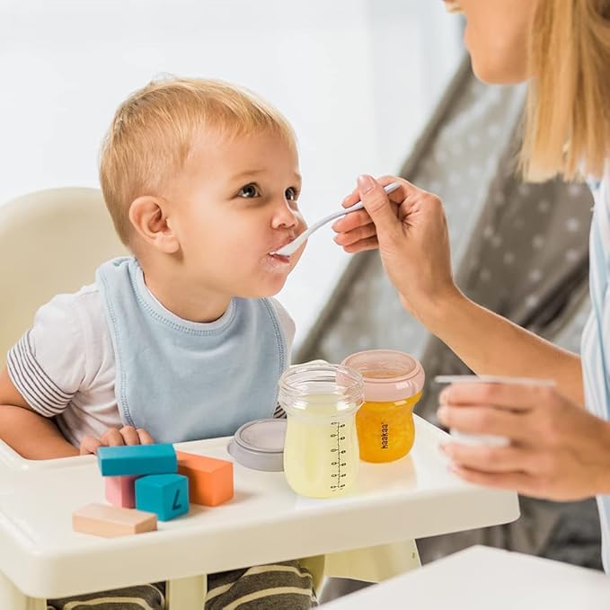 haakaa Breastmilk Storage Bottle Glass Baby Food Storage Jars Food Storage Containers with Leakproof Lid, Dishwasher-Safe, Microwave and Freezer-Friendly, BPA-Free (Peach, 4.2oz/120ml, 1 pc)