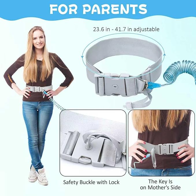 JXM Child Waist Harness with Lock for Hands-Free Safety Walking, Adjustable Waist Tether for Big Kids with Autism Special Needs ADHD, Child Elopement Leash for Outdoor Travel