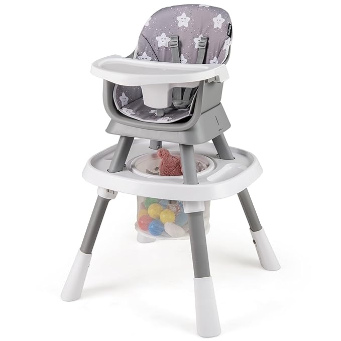KOTEK 16 in 1 Convertible High Chair, Baby Highchair & Activity Center, Booster Seat, Building Block Table, Toddler Chair with 5-Point Harness, Removable Tray & Cushion (Gray)