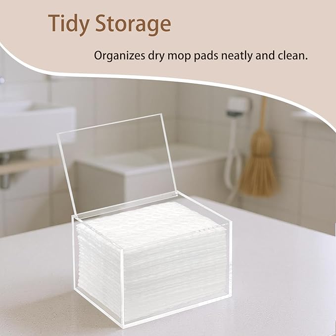 Dry Sweeping Cloths Pad Holder Container, Floor Mopping Storage Acrylic Box for Fabric Softener Sheets, Clear