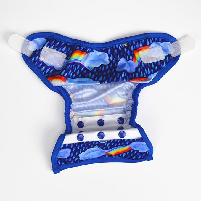 Newborn Baby Cloth Diaper Cover Nappy Hook and Loop (Rain Rainbows)