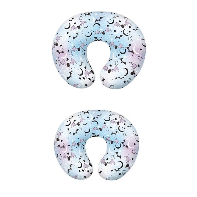 Moon and Cartoom Bats Baby Nursing Pillow Cover Baby Breastfeeding Slipcover Infant Newborn Nursery Bottle Pillowcase Stretchy Replaceable Pillow Cover Slipcover Halloween Decor