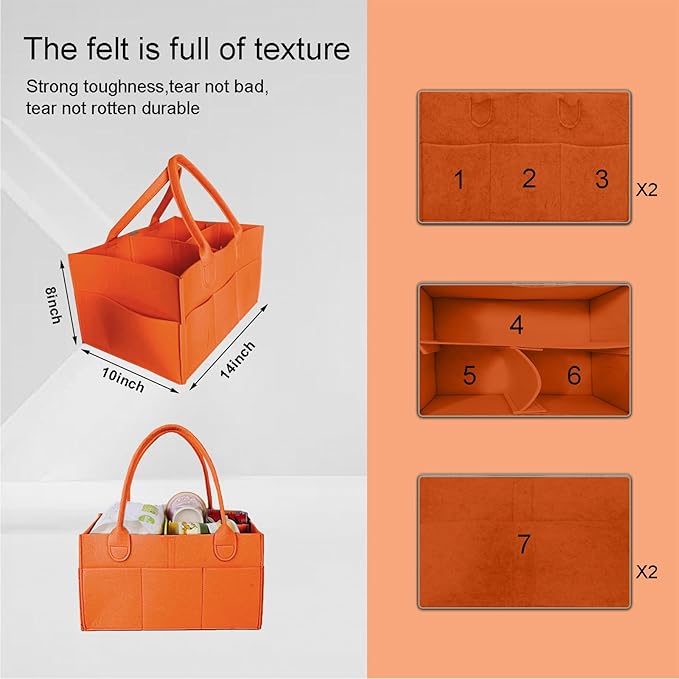 Baby Diaper Caddy is a versatile baby basket designed for nursery storage, car organization, and as a thoughtful gift for baby showers. Perfect for storing diapers and baby wipes. (Orange)