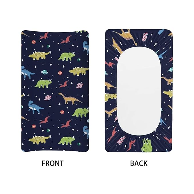 Dinosaur Changing Pad Cover Sheets Portable Changing Pad Covers Fit 32 x 16 Inch Baby Nursery Diaper Change Table Liners Mats for Boys, One Size