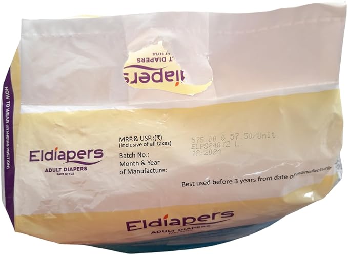 Pant Style Adult Diapers | waist Size (96-137 CM) (38"- 54" inch) 10 hr Absorption | Unisex | Odour Control (Large)