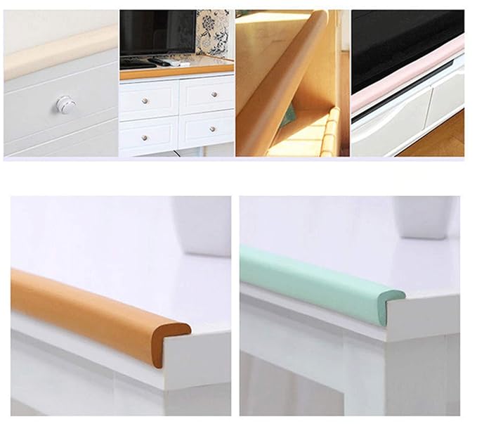 M2cbridge L Shape Extra Thick Furniture Table Edge Protectors Foam (Off White(13.1ft Edge + 4 Corners))