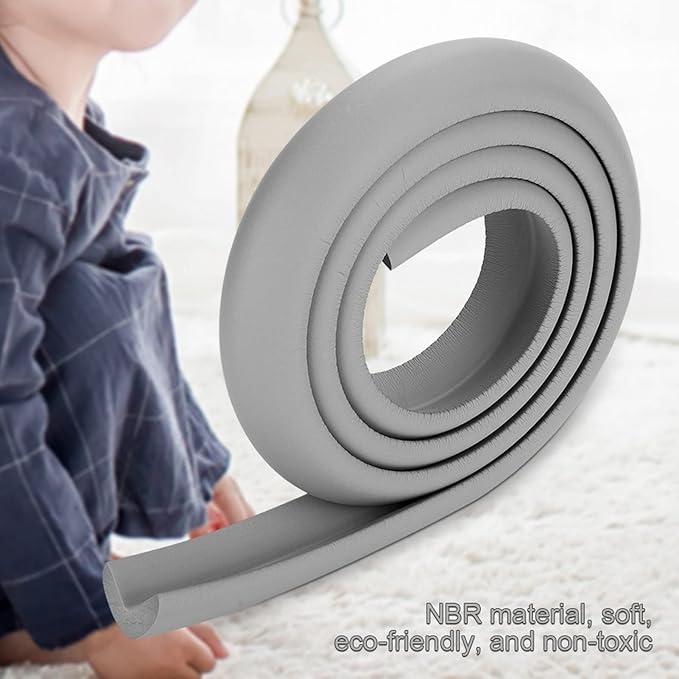 Furniture Corner Protector Strip,Furniture Safety Bumper Guards Baby Proofing Rubber Strip Cushion Child Proofing Foam for Glass Table Fireplace (Grey)