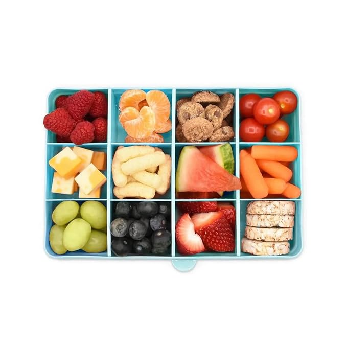 melii Snackle Box |12-Compartment Snack Container with Removable Dividers, BPA-Free Food Storage for Travel, School & On-the-Go Snacks, Kids & Family Organizer (Blue)