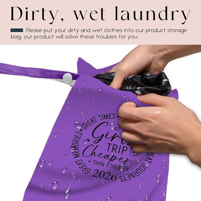 Girls Trip Gifts Wet Dry Bag, Beach Bag Wet Bag Favors, for Swimsuit Toiletry Travel Essentials For Women Aloha Bags, Beach Travel Gym Laundry bags for Dirty Diaper Swimsuit Gifts (Purple)