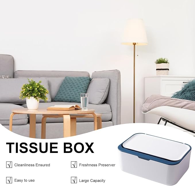 Wet Wipes Dispenser Container Box, Wet Napkin Storage Box Holder, Refillable Paper Tissue Case, Tissue Storage Box with Lid for Home Kitchen Bathroom Offices Car, Keep Wipes Fresh and Clean