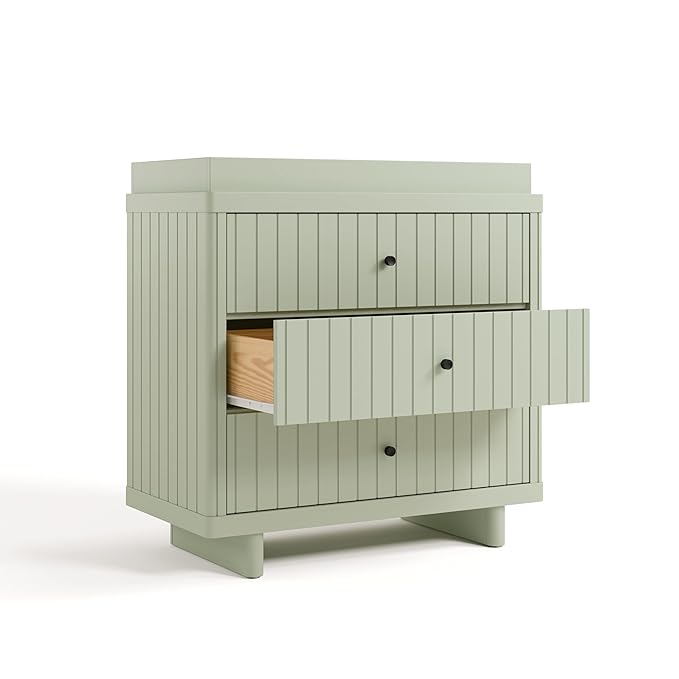 Storkcraft Kyoto 3 Drawer Chest with Topper (Sage) - GREENGUARD Gold Certified, Nursery & Kids' Bedroom Wood Chest, Interlocking Drawer System, and Easy Assembly with Pre-Installed Tracks