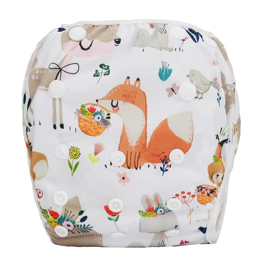 Baby Swim Diaper Nappy Pants Reusable Adjustable 6 Months to 3 Years Old Toddler Large (Large, 3D Deers)