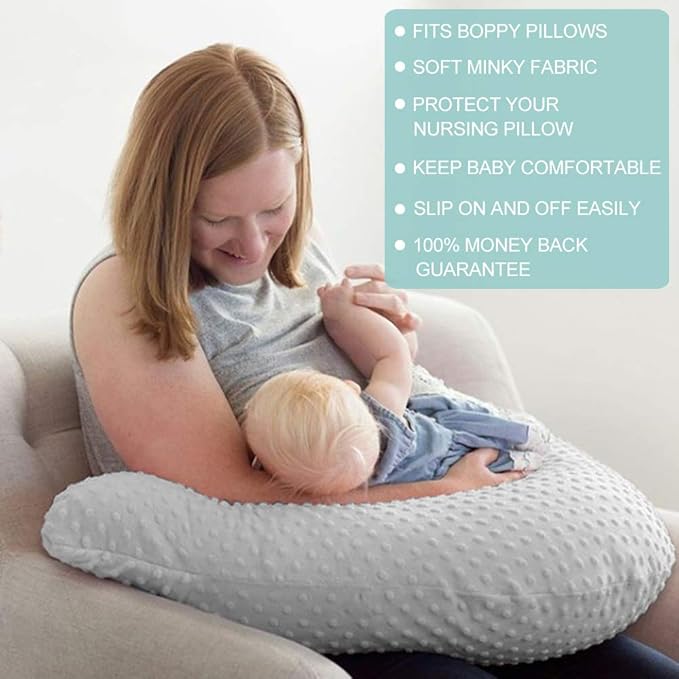 OWLOWLA Nursing Pillow Cover, Breastfeeding Pillow Slipcover Fits Nursing Pillow for Baby Boy Girl(Gray)